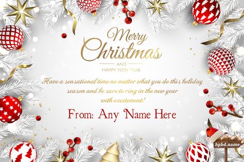 Merry Christmas And New Year Card With Name Edit Merry Christmas And A Happy New Year, Christmas Greeting Cards Design, Merry Christmas And Happy New Year 2025, Merry Christmas Name Edit, Merry Christmas And Happy New Year 2023 Images, Merry Christmas And Happy New Year Card, Christmas And New Year Wishes, Christmas And New Year Greetings, Wishing You And Your Family A Merry Christmas