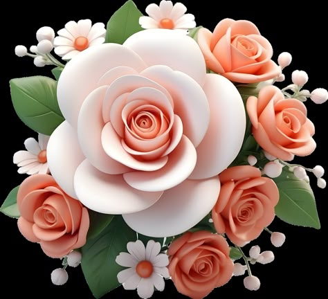 AI generated 3D Floral Model, Flower 3d on a transparent background Flowers 3d, Cake Logo Design, Chocolate Wrapping, Flower 3d, Flower Graphic Design, Transparent Flowers, Floral Border Design, 3d Rose, Paper Flowers Craft