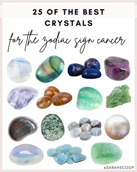 Zodiac Stones Crystal Healing, Best Crystals For Cancers, Crystals For Cancerians, Zodiac Energy, Resin Business, Root Chakra Stones, Love By The Moon, Zen Den, Physical Characteristics