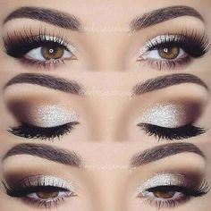 Formal Eye Makeup, Winter Make Up, Silver Eye Makeup, Wedding Hairstyles And Makeup, Hazel Eye Makeup, Silver Eyeshadow, Wedding Makeup For Brown Eyes, Makeup Tip, Dramatic Eye Makeup