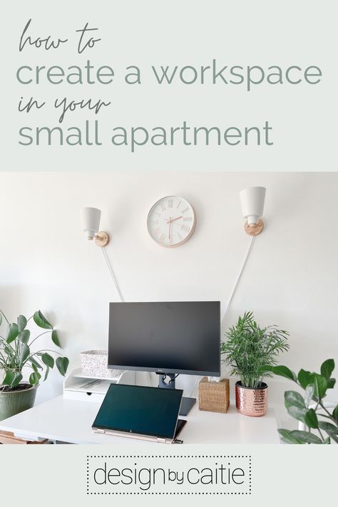 This post explains how to optimize your home work space, whether it be a makeshift office or a random stretch of wall! By defining the space, investing in ergonomic equipment, and incorporating functional styling, even your small apartment or condo can have a comfortable, functional, organized, and beautiful-ish work space! Tiny Entryway, Home Work Space, Apartment Entryway, Small Apartment Kitchen, Ikea Lack, Small Apartment Design, Small Space Design, Versatile Furniture, Home Work