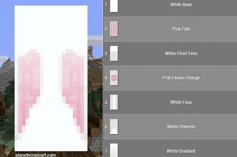 Cute Minecraft Banner Designs Heart, Optifine Cape Designs Minecraft, Minecraft Flag Design, Cute Banner Designs Minecraft, Cute Minecraft House, Cool Minecraft Banners, Minecraft Banner Patterns, Pink Angel Wings, Cute Minecraft