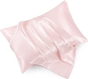 HommxJF Blush Pink Satin Pillowcase Standard Set of 2 with Envelope Closure，Blush Pink Silk Pillowcase for Hair and Skin (20x26) Pink Satin Pillowcase, Design Envelope, Satin Fabrics, Silk Pillowcase Hair, Satin Pillow, Satin Sheets, Satin Pillowcase, Silk Pillowcase, Birthday Wishlist