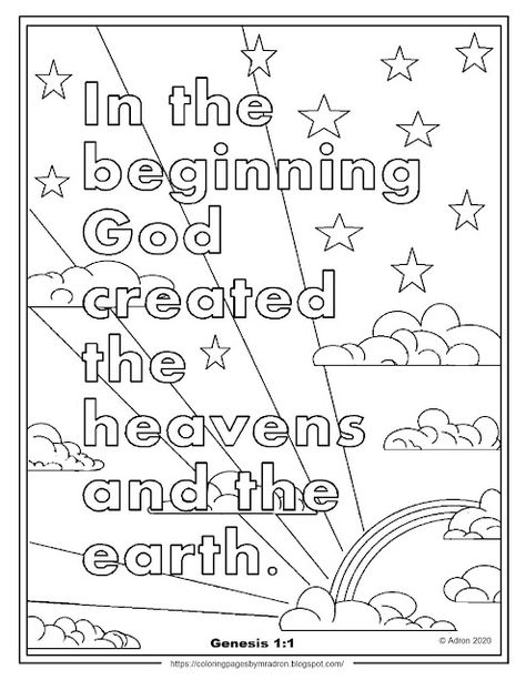 In The Beginning God Created Printable, Genesis 1:1 Coloring Page, Bible Story Coloring Pages Printable, In The Beginning God Created Crafts, Bible Verse Coloring Pages For Kids, Genesis Coloring Pages, Kids Bible Coloring Pages, Bible Story Coloring Pages, Bible Preschool