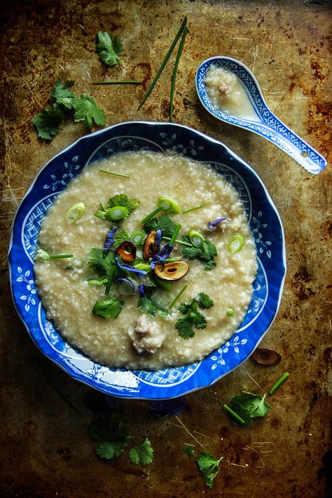 Thai Pork and Rice Porridge (Jok Moo) - Heather Christo Chrissy Teigen Recipes, Pork And Rice, Thai Pork, Rice Porridge, Thai Dishes, Pepper Powder, Asian Foods, White Pepper, Free Use