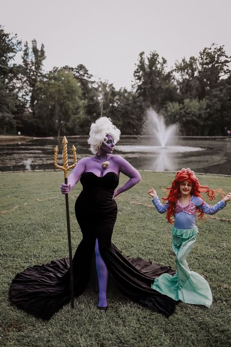 Ursula & Ariel Halloween Costume Ursula Costume Diy, King Triton Costume, Ariel Halloween, Ursula Cosplay, Ariel Halloween Costume, Ursula Costume, Mermaid Halloween Costumes, Ariel Costumes, Little Mermaid Costume