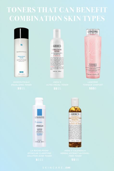 Toners should be a staple for every skincare routine, but especially if you have combination skin. A quality toner can simultaneously hydrate you skin as well as control any excess oil you may have. Find out our top toner picks for combination skin, ahead! Skincare For Combination Skin, Beauty Hacks That Actually Work, Best Toner, Skin Care Routine For 20s, Normal Skin Type, Combination Skin Type, Image Skincare, Facial Toner, Aging Skin Care