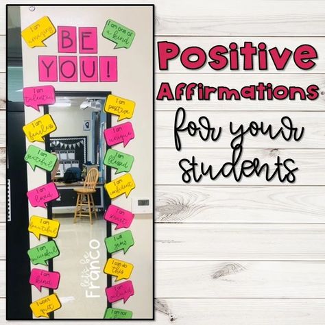 Positive Affirmations Mirror Positive Affirmation Bulletin Board Ideas, Teacher Affirmation Mirror, Affirmation Bulletin Board Ideas, Mirror Bulletin Board Ideas, Classroom Mirror Ideas, Positive Bulletin Board Ideas, Classroom Positivity, Affirmation Ideas, Mirror Affirmations