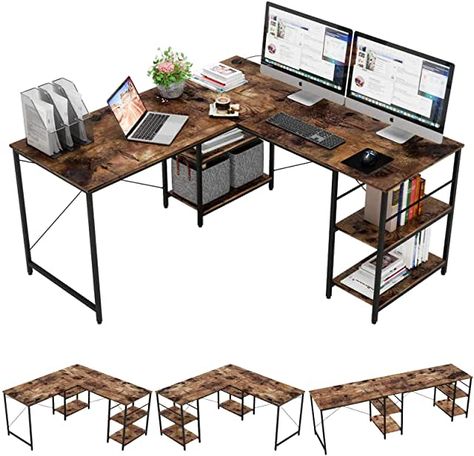 Amazon.com: L Shaped Desk Large L Shaped Desk, Desk With Shelves, Large Computer Desk, L Shaped Corner Desk, Table Pc, Long Desk, Computer Desks, Desks For Small Spaces, Corner Computer Desk