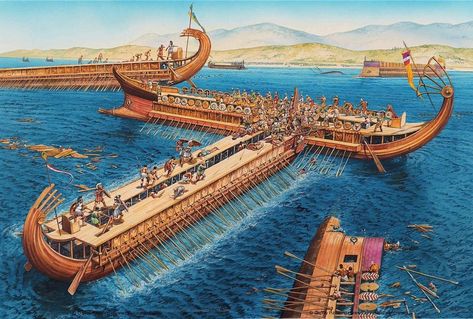 The Phoenicians were excellent boat builders, exploiting the rich forests of their land, and used them to build a merchant empire spanning accross the Mediterranean region. (~2500 BC; Byblos, Phoenicia) Battle Of Salamis, Greco Persian Wars, Punic Wars, Ancient Persia, Ancient Warfare, Greek History, Naval History, Roman History, Liberia