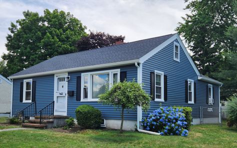 CertainTeed Vinyl Siding in Pacific Blue, Fairhaven, MA | Contractor Cape Cod, MA & RI Certainteed Siding Colors, Certainteed Vinyl Siding, Blue Vinyl Siding, Certainteed Siding, Vinyl Siding Installation, Azek Decking, Siding Installation, Blue Siding, Roofing Options