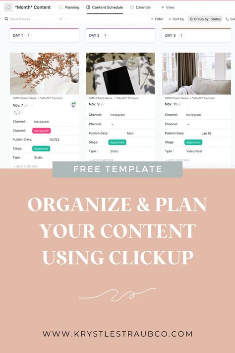 Plan, Collaborate & Organize your content all in one place! This ClickUp template can be customized for your business. Task Template, Schedule Calendar, Web Design Business, Planning Template, Planning Organization, Small Business Organization, Business Minded, Content Planning, Todo List