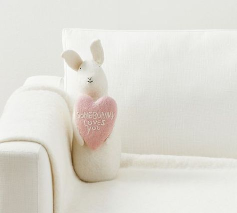 Easter: Decorations, Table Decor & Centerpieces | Pottery Barn Somebunny Loves You, Easter Entertaining, Bunny Napkins, Hippity Hoppity, Some Bunny Loves You, Glass Votive Holders, Shaped Pillow, Pillows And Throws, Pottery Barn Teen