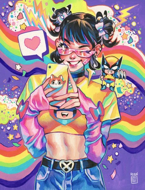 BrowseTheStacks Lisa Frank Aesthetic, Jubilee Art, Jubilee Xmen, Frank Aesthetic, Nerdy Wallpaper, Marvel Jubilee, Jubilation Lee, Xmen Art, X-men