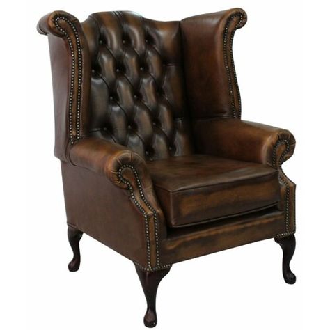 Chesterfield Furniture, Leather Wingback Chair, Wingback Accent Chair, Chesterfield Armchair, Dark Wood Furniture, High Back Armchair, Leather Accent Chair, Antique Blue, Antique Chairs