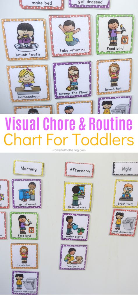 Visual Chore Chart Cards for children to help everyone stay consistent and motivate children to help with chores. #chores #choresforkids #freeprintable #responsibility Visual Chore Chart, Preschool Chores, Printable Chore Cards, Daily Routine Chart For Kids, Behavior Chart Toddler, Chore Cards, Kids Routine Chart, Toddler Routine, Toddler Chores