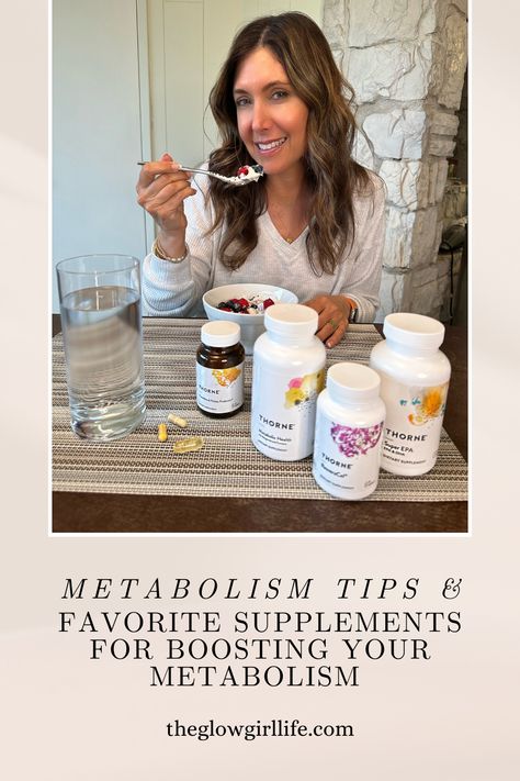 Now’s a good time of year to set some health and wellness goals for 2023. I think a faster metabolism is something we all would love to achieve, especially for women over 50. Since incorporating some simple, positive lifestyle changes along with taking certain Thorne supplements have helped me boost my metabolism, I thought I’d share them with you. Thorne Supplements, Goals For 2023, Faster Metabolism, Good Vitamins For Women, Speed Up Your Metabolism, Supplements Packaging, Fat Burning Supplements, Wellness Goals, Slow Metabolism