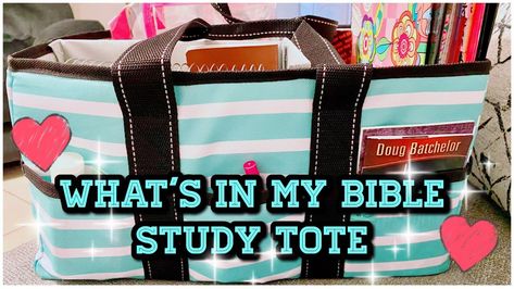 Bible Study Bag Ideas, Bible Study Bag Totes, Bible Study Tote Bag, Bible Study Bag, Bible Planner, Bible Tote Bag, Bible Studying, Totes Ideas, Bible Bag