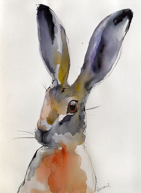 Jackrabbit series on Behance Hare Painting, Watercolour Wall, Bunny Watercolor, Bunny Painting, Rabbit Painting, Gift Drawing, Watercolour Inspiration, Rabbit Art, Bunny Art