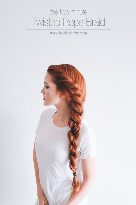 The Freckled Fox: The 2 Minute Rope Braid Hairstyle Rope Braided Hairstyle, Freckled Fox, Hair Updos Tutorials, Updo Tutorial, Rope Braid, Hairstyles Updo, Heatless Hairstyles, Easy Summer Hairstyles, Spring Hairstyles