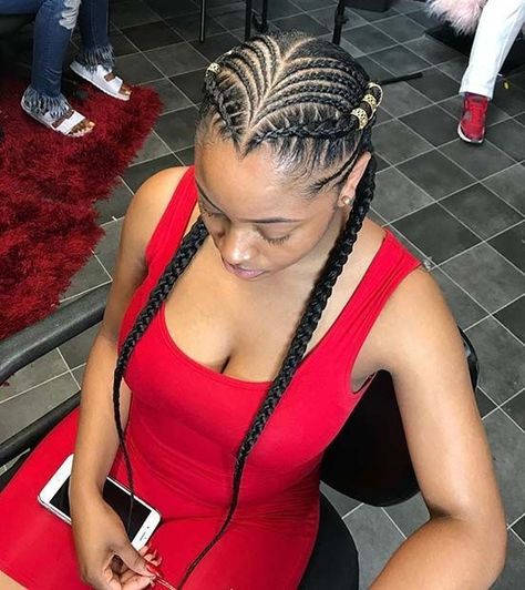 2 Cornrows, 2 Cornrow Braids, 2 Feed In Braids, Cornrows Hairstyles, Cornrows Braids For Black Women, Two Braid Hairstyles, Natural Hair Stylists, Cornrow Braids, Feed In Braids Hairstyles