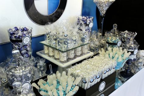 The Perfect Table Cape Cod - BMW Corporate Candy & Dessert Table - Blue, White, Black Sweets Table Black Sweets Table, Candy Dessert Table, Baby 2024, Dominic Cooper, Sweets Table, Dessert Tables, Candy Desserts, Event Catering, Dessert Table