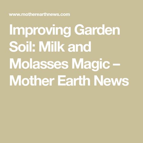 Improving Garden Soil: Milk and Molasses Magic – Mother Earth News Companion Planting Guide, Fall Container Gardens, Permaculture Design, Gardening Techniques, Mother Earth News, Plant Guide, Simple Organic, Organic Gardening Tips, Organic Fertilizer