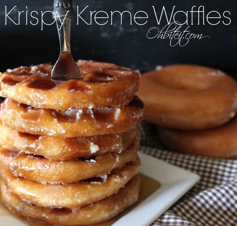 Krispy Kreme Waffles... do these really exist?? can the world be so kind... Waffle Iron Recipes, Waffle Maker Recipes, Breakfast Sweets, What's For Breakfast, Krispy Kreme, Sweet Sauce, Waffle Iron, Waffle Recipes, Waffle Maker