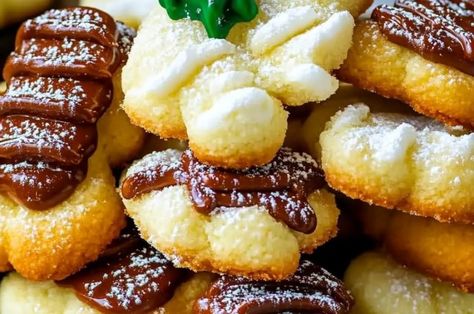 Cream Cheese Spritz Cookies Spritz Cookie Recipe Cream Cheese, Cream Cheese Spritz, Puff Pastry Chocolate, Cream Cheese Spritz Cookies, Spritz Cookie, Cream Cheese Cookie Recipe, Spritz Cookie Recipe, Pastry Chocolate, How To Make Cream