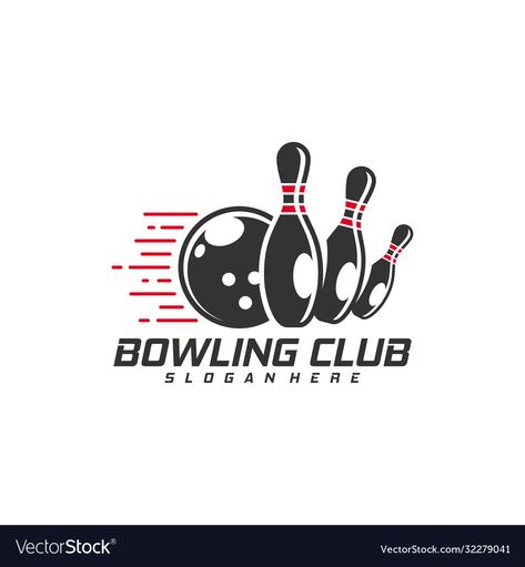 Bowling Logo, Bowling Tournament, Logo Design Concept, Team Logo Design, Sports Logo Design, Bowling Team, Design Icon, Vector Template, Design Concept