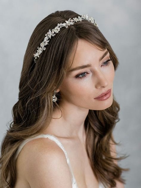 Bridal Hair With Headband, Bridal Headband With Veil, Deb Ball, Wedding Hairstyles For Women, Hairband Hairstyle, Bridal Hair Half Up, Bridal Hair Down, Wedding Hair Half, Holy Matrimony