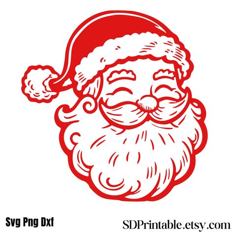 Santa Face Illustration, Santa Face, Vintage Santas, Santa Claus, Digital Drawing, Drawing Illustrations, Drawings, Christmas