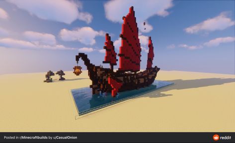 Mincraft Bulds, Minecraft Ship, Minecraft Vehicles, Chinese Junk Boats, Junk Ship, Pirate Cove, Asian City, Minecraft Japanese, Junk Boat