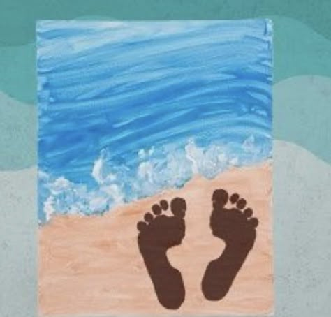 Infant Art, Infant Room, Baby Art Projects, Footprint Crafts, Hand Prints, Ocean Canvas, Summer Crafts For Kids, Footprint Art, Ocean Crafts