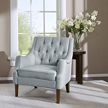 Madison Park Qwen Qwen Button Tufted Accent Chair Button Tufted Chair, White Shiplap Wall, Tufted Accent Chair, Classic Armchair, Living Room Arrangements, Accent Seating, Tufted Chair, Upholstered Accent Chairs, Dark Coffee