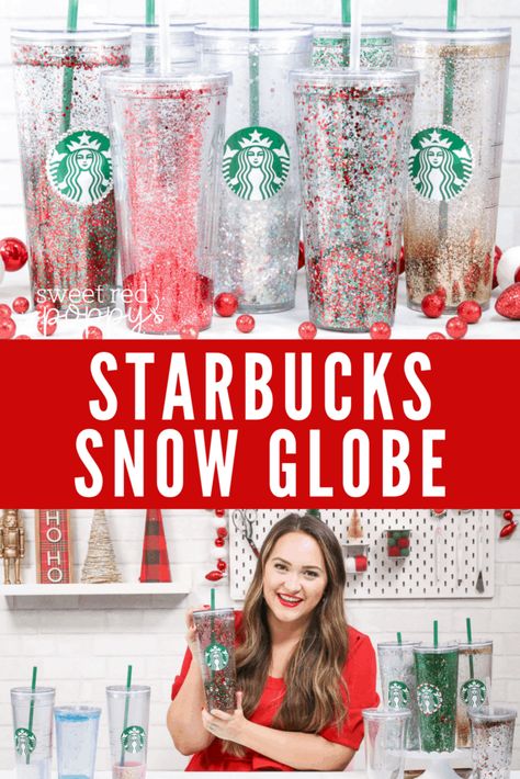 DIY Starbucks Snow Globe Tumbler - Sweet Red Poppy Glitter Snow Globe Tumbler, How To Make A Snowglobe Tumbler, Snow Globe Tumbler Tutorial, Snowglobe Tumbler Tutorial, How To Make Snow Globe Tumblers, How To Make Tumblers With Epoxy, Snowglobe Tumbler Diy, Snowglobe Tumbler Ideas, Tumbler Techniques