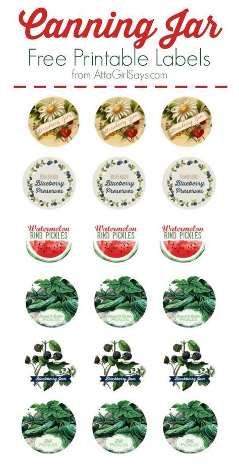 Download these vintage-inspired canning jar labels for free, plus find recipes for watermelon rind pickles, strawberry jam and bread-and-butter pickles. Pickled Watermelon Rind Recipe, Pickled Watermelon Rind, Easy Strawberry Jam, Canning Jar Labels, Strawberry Jam Recipe, Homemade Strawberry Jam, Canning Labels, Pickle Butter, Watermelon Rind