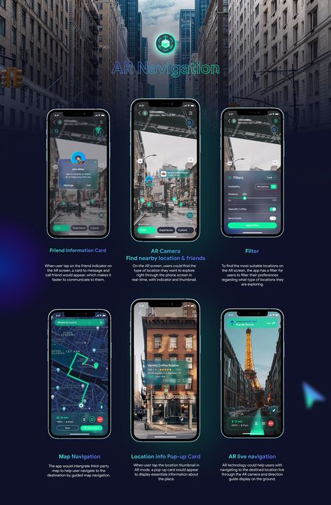 Explr - AR City Explore App on Behance Vr Design, Ux Project, Ar App, App Inspiration, App Design Layout, Mobile App Icon, Mobile App Design Inspiration, App Design Inspiration, Travel App