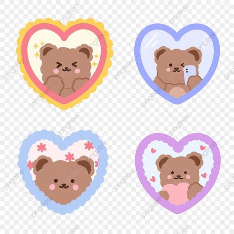 Cute Bear Illustration Korean, Korean Cute Stickers Printable, Korean Stickers Aesthetic Printable, Korean Cute Illustration, Teddy Bear Stickers Printable, Bear Stickers Printable, Hoppang Korean Bear, Emoji Bear, Korean Bear Stickers