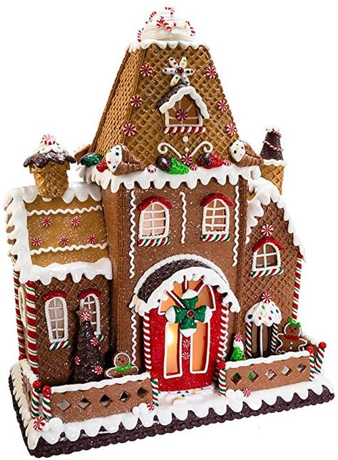 Kurt Adler Fancy Clay Dough Gingerbread House Christmas Décor, STD, Multicolored Gingerbread Village, Gingerbread House Decorations, Candy House, Christmas Village Houses, Christmas Gingerbread House, Fancy Houses, Holiday Store, Kurt Adler, Christmas D