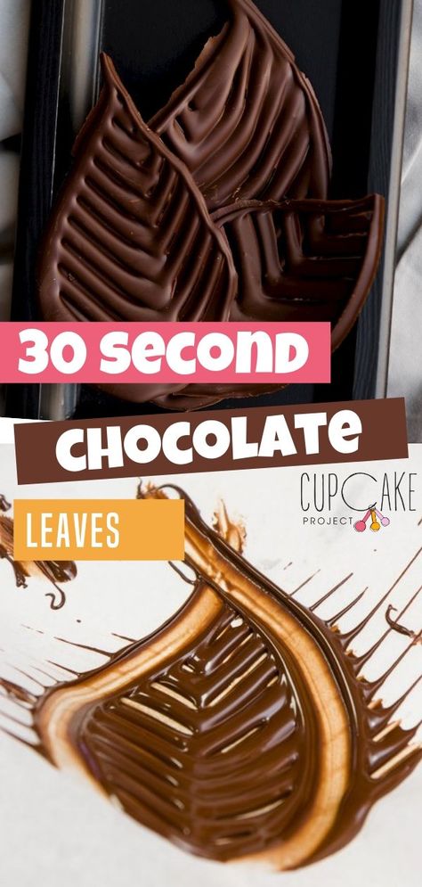 Chocolate Leaves in 30 Seconds Chocolate Leaves, Tempered Chocolate, How To Temper Chocolate, Chocolate Work, Chocolate Garnishes, Fall Cupcakes, Diy Chocolate, Bite Size Desserts, Chocolate Cake Decoration