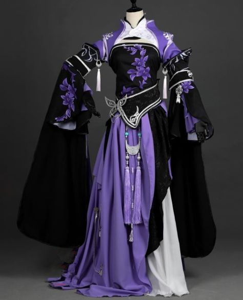 Chinese Ancient Cosplay Han Dynasty Young Lady Costumes, Chinese Traditional Purple Dress Clothing Chinese Cosplay Swordsman Costume for Women East Asian Fantasy Clothes, Genshin Dress Ideas, Genshin Oc Outfit, Genshin Inspired Outfits, Genshin Outfit Ideas, Genshin Outfits, Black Chiffon Bridesmaid Dresses, Chinese Cosplay, Mode Kimono