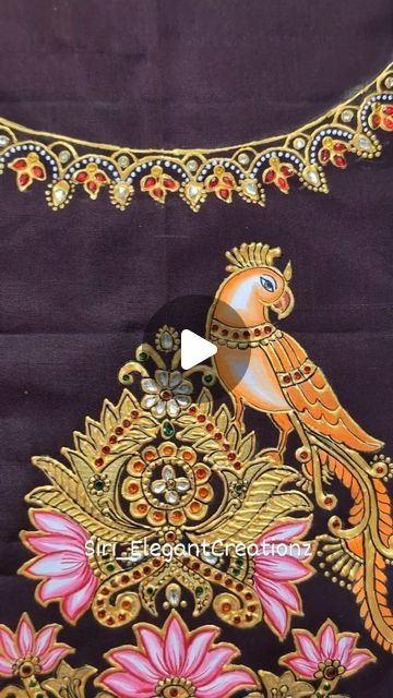 Tanjore Painting On Blouses, Painting Blouses, Blouse Painting, Crochet Baby Costumes, Hand Paintings, Embroidery Painting, Painting Flowers Tutorial, Saree Painting, Fabric Painting On Clothes