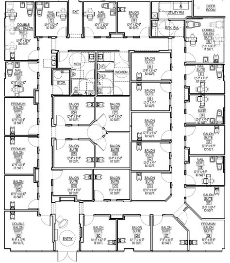 Salon Suite Blueprint, Salon Suite Building Layout, Salon Suite Layout Ideas Floor Plans, Salon Suites Layout Ideas Floor Plans, Salon Suite Building, Salon Suite Floor Plans, Salon Suite Layout Floor Plans, Salon Suits, Beauty Salon Floor Plan