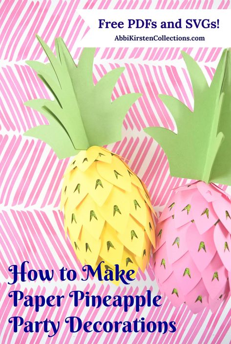 How to Make Paper Pineapple Party Decorations: DIY Paper Pineapple Template Pineapple Template, Paper Pineapple, Paper Rose Template, Paper Fruit, Diy Pineapple, Pineapple Party, Pineapple Parties, Fiesta Tropical, Pineapple Decor