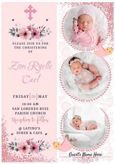 100  Free Templates for 'Baby girl christening' Invitation Card Design Christening, Baby Christening Flyer Design, Christening Themes Girl, Welcome To Christian World Tarpaulin, Invitation For Christening, Christening Ideas Girl, Invitation Card Design Templates, Baptismal Invitation, Birthday Invitations Templates