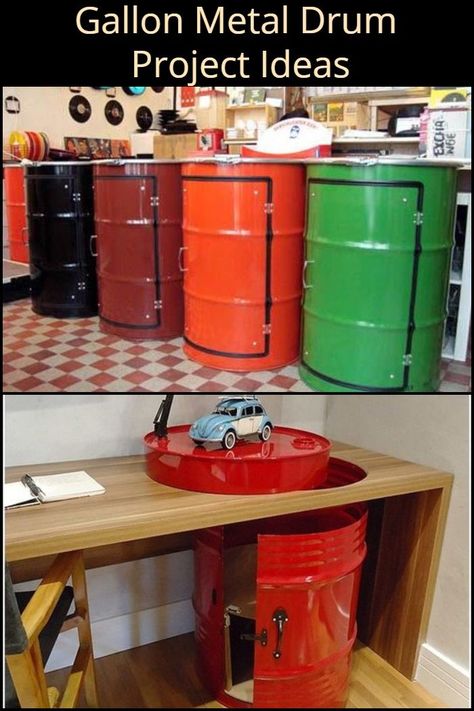 Take a look at what you can do with those old 55-gallon metal drums! Tonneau Bar, Barrels Diy, Barrel Projects, Oil Barrel, 55 Gallon Drum, Diy Swimming Pool, Metal Drum, Metal Barrel, Plastic Pallets