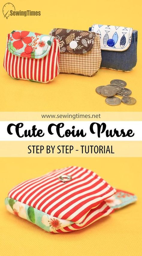 Diy Fabric Purses, How To Crochet For Beginners, Diy Coin Purse, Diy Pouch, Purse Patterns Free, Coin Purse Pattern, Coin Purse Tutorial, Wallet Sewing Pattern, Purse Sewing Patterns