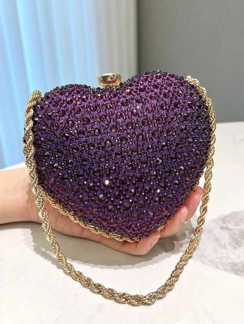 Canary Houze · Products · Dazzling Diamond Heart Evening Bag: Perfect for Parties, Weddings, and Beyond! · Shopify Wedding Bag For Bride, Purple Army, Glitter Clutch Bag, Elegant Handbag, Purple Handbags, Bride Bag, Glitter Clutch, Rhinestone Clutch, Crystal Clutch