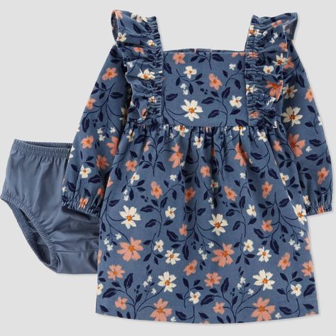 Carter's Just One You® Baby Girls' Floral Cord Dress - Blue 12m : Target Girls Chambray Dress, Carters Baby Clothes, Dress For Baby Girl, Girls Cotton Dresses, Cord Dress, Carter Kids, Carters Girl, Gauze Dress, Carters Baby